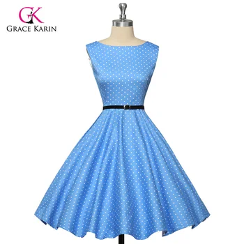 Grace Karin Womens Cocktail Dresses Summer style Floral Print Retro Vintage 50s Casual Party Rockabilly Dress Vestidos Femininos