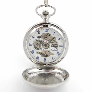 

The flag Stars silver CLOCK Mechanical Pocket Watch white dial Man Pendant Watch key Chain Steampunk Machinery gift charm