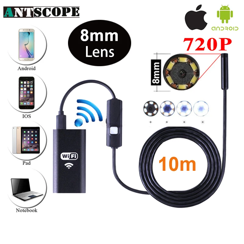

Antscope 720P 1m/2m/3.5m/5m/10m Wifi Endoscope Camera Soft And Hard Wire Waterproof Android Iphone iOS Inspection camera 30