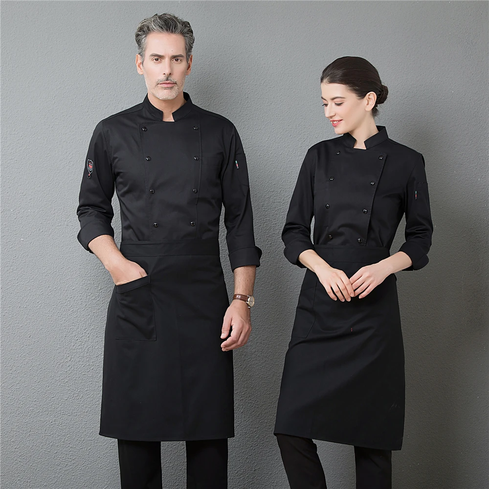 Мужская Профессиональная ресторанная верхняя одежда шеф-повара с длинными рукавами, кухонная Спецодежда для приготовления пищи, Рабочий костюм, верхняя одежда, пальто
