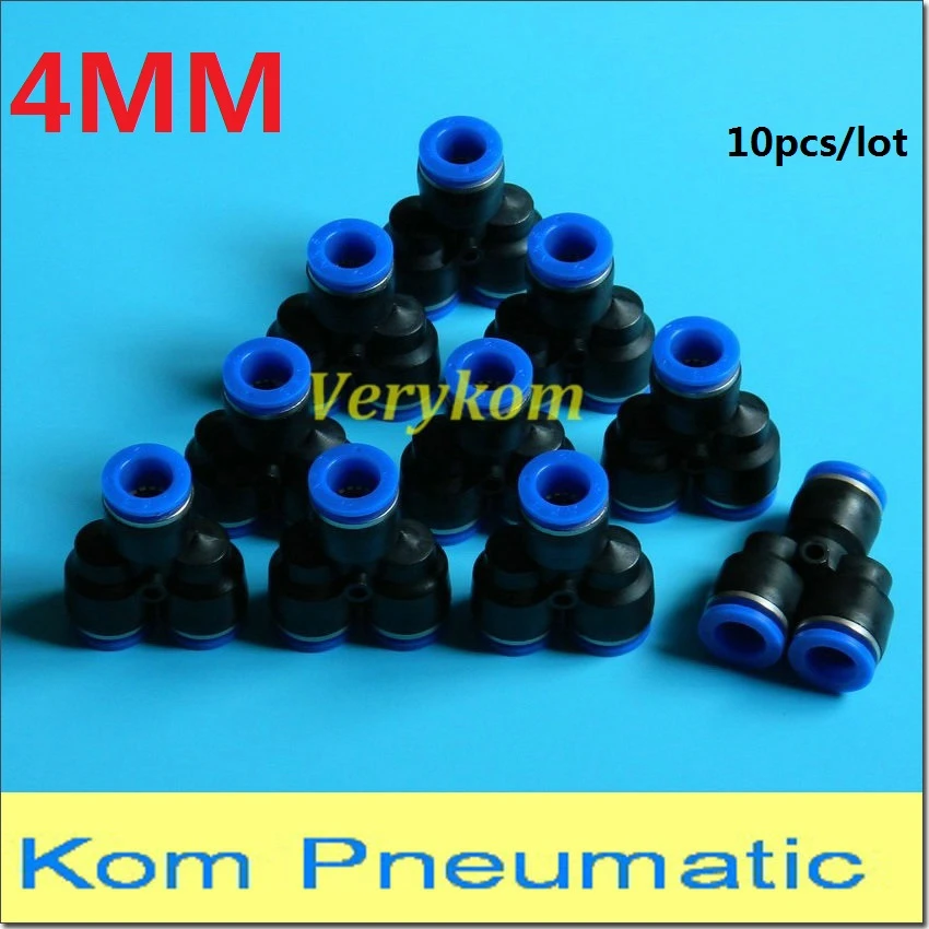 10pcs Tubing Push In One Touch quick air Y union Fittings 4mm to 4mm OD