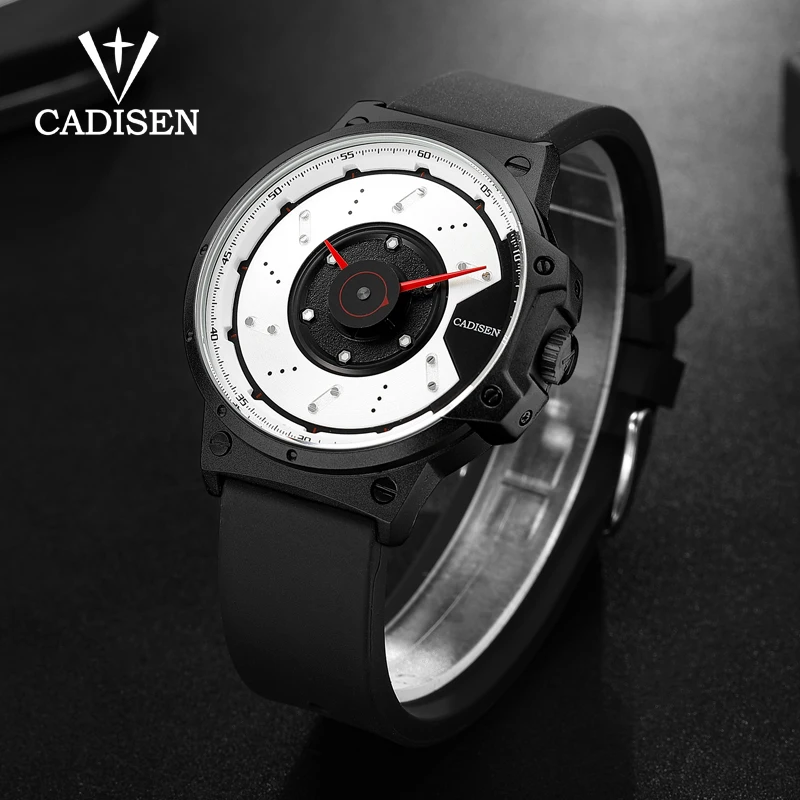 

New 2018 CADISEN Watch Men Luxury Brand Analog sports Wristwatch Men's Quartz Business Silicone Strap Watch relogio masculino