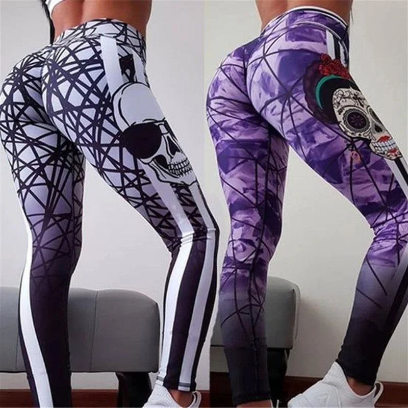 

Fashion Women Digital Print Skull Leggings Workout Leggings High Waist Push Up Leggins Fitness Leggings Women'S Pants black