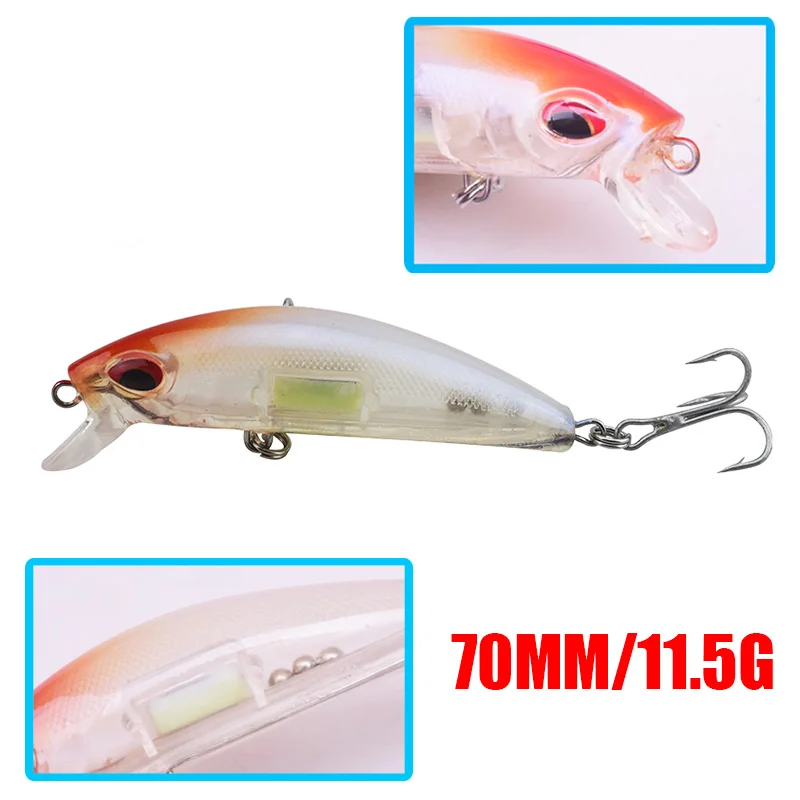 1 قطعة مضيئة الصيد إغراء 7 سنتيمتر 11.5g الليزر أسماك الاصطناعي الطعم الثابت الغوص Crankbait Wobblers السحر الصيد معالجة WD-463