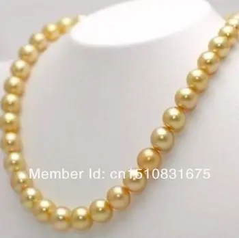 

Charming !12mm Gold-Color AAA Sea Shell Pearl Necklace 25"xu31