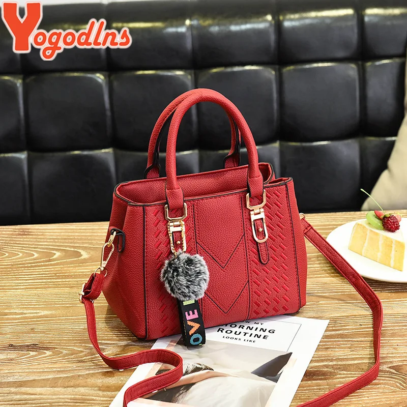 Yogodlns бренд высокое качество нить с маленькими пушистыми помпончиками на ремешке женские сумки на ремне бренд мешок с клапаном женские сумки через плечо сумки из натуральной кожи