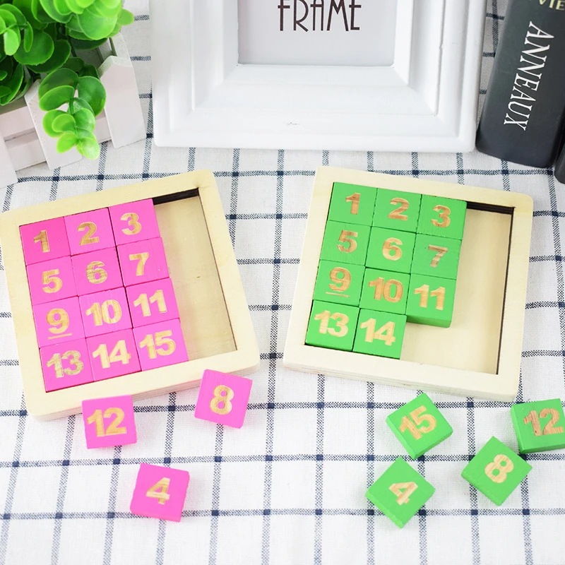 

Special Digital Huarong Road Children's Intelligence Development Wooden Toy Digital Animal Sliding Puzzle 15 Geometry Puzzle Toy