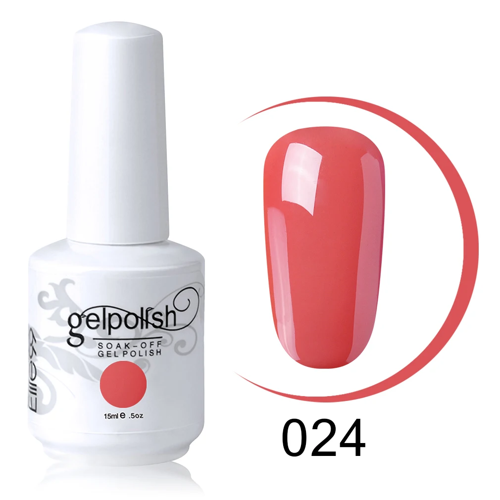 Elite99 15ml Soak Off Nail Gel Polish Semi Permanent Nail Art Manicure Gel Varnish Top Base Coat Needed Lacquer Gel For Nail - Color: 024