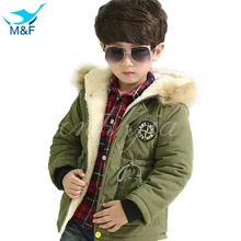 M & F 2016 Haute Qualité Bébé Garçons Veste D’hiver Manteau Chaud En Cachemire À Capuche Pour Enfants Survêtement Occasionnel Garçon Vers Le Bas Parka enfants de Vêtements
