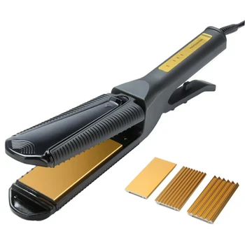 

3 in 1 Interchangeable Hair Straightener & Corrugated Irons Ceramic Flat Iron Temperature Control Electric Styling Tools