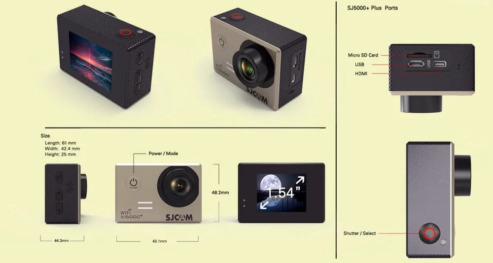 Оригинальная SJCAM бренд SJ5000/SJ5000 Wi-Fi/SJ5000 Плюс/SJ5000X/Sj 5000 со сверхвысоким разрешением Ultra HD, Спортивная Экшн-камера Камера Водонепроницаемая мини-камера