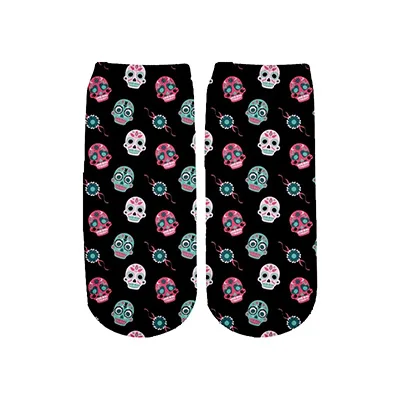 PLstar Cosmos, забавные готические носки с принтом черепа, летние модные 3D хлопковые носки, цветные теплые короткие носки, женские носки, высокое качество-8 - Цвет: 9