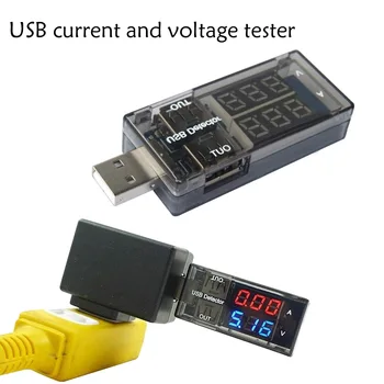 

USB Current Voltage Tester Meter USB Voltage Ammeter USB Detector Mobile Power Current and Voltmeter Double Row Shows Gauge