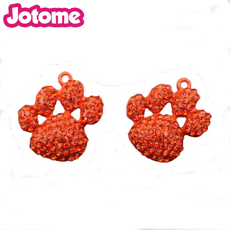 

18PCS/LOT free shipping 35mm crystal paw pendant for Diy keychain or pendant