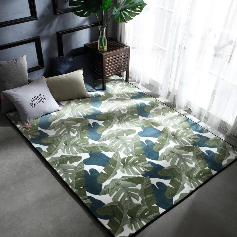 Nordic Green Plants Carpets For Living Room Home Bedroom Rugs And