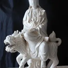 45,7 см*/нежный китайский белый фарфор Dehua богиня гуаньин сидя на статуя KIRIN
