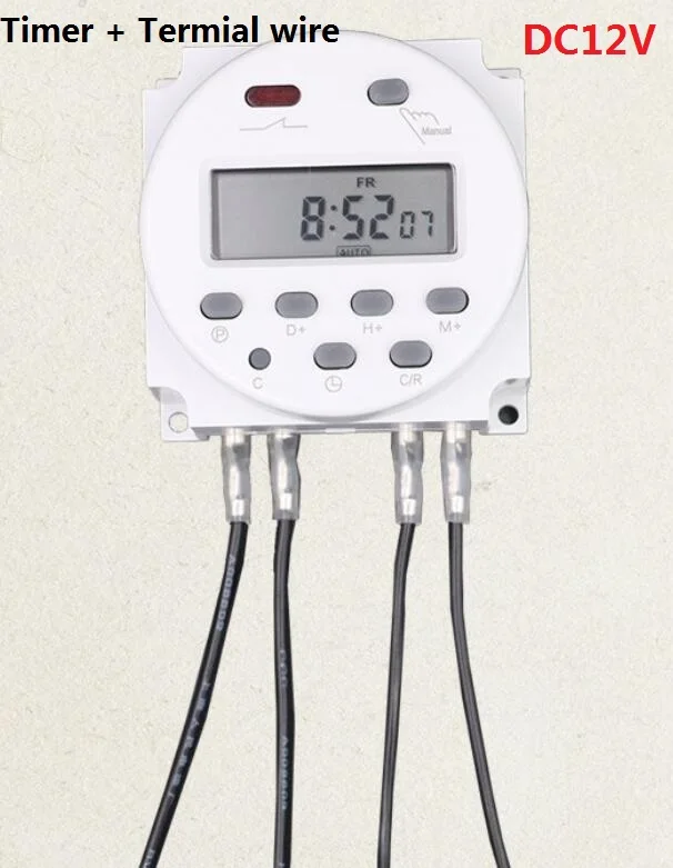 Timer And Wire 12v Водонепроницаемый цифровой ЖК-электронный автоматический микрокомпьютер таймер питания Еженедельный программируемый переключатель времени 24 в 12 В 110 В 220 В - Цвет: Timer And Wire 12v