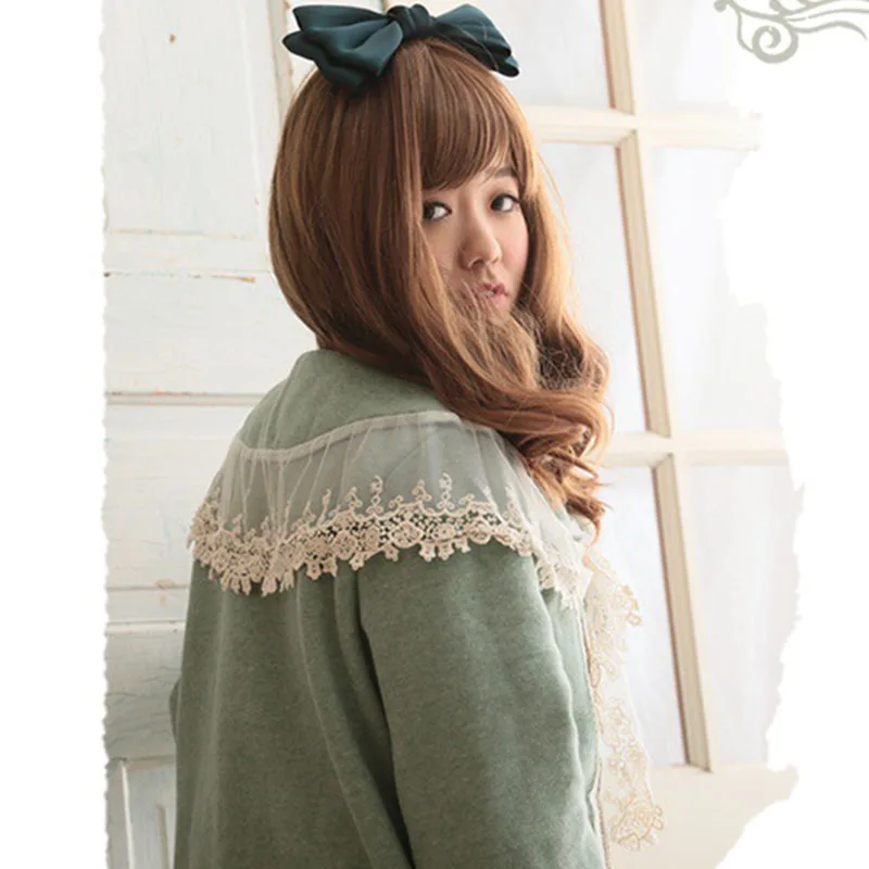 Japanese Winter Mori Girl Coat Women's Snow Flower Appliques Lace Layer Decorate Cotton Long Sleeved Female Kawaii Coats A140 Japanese Winter Mori Girl Coat Women's Snow Flower Appliques Lace Layer Decorate Cotton Long Sleeved Female Kawaii Coats A140