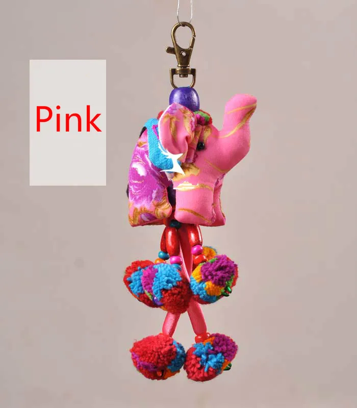Тайский цветок ткань слон украшения стены автомобиля брелок сумка висячий Счастливый Слон дать прекрасный подарок Творческие сувениры - Цвет: pink