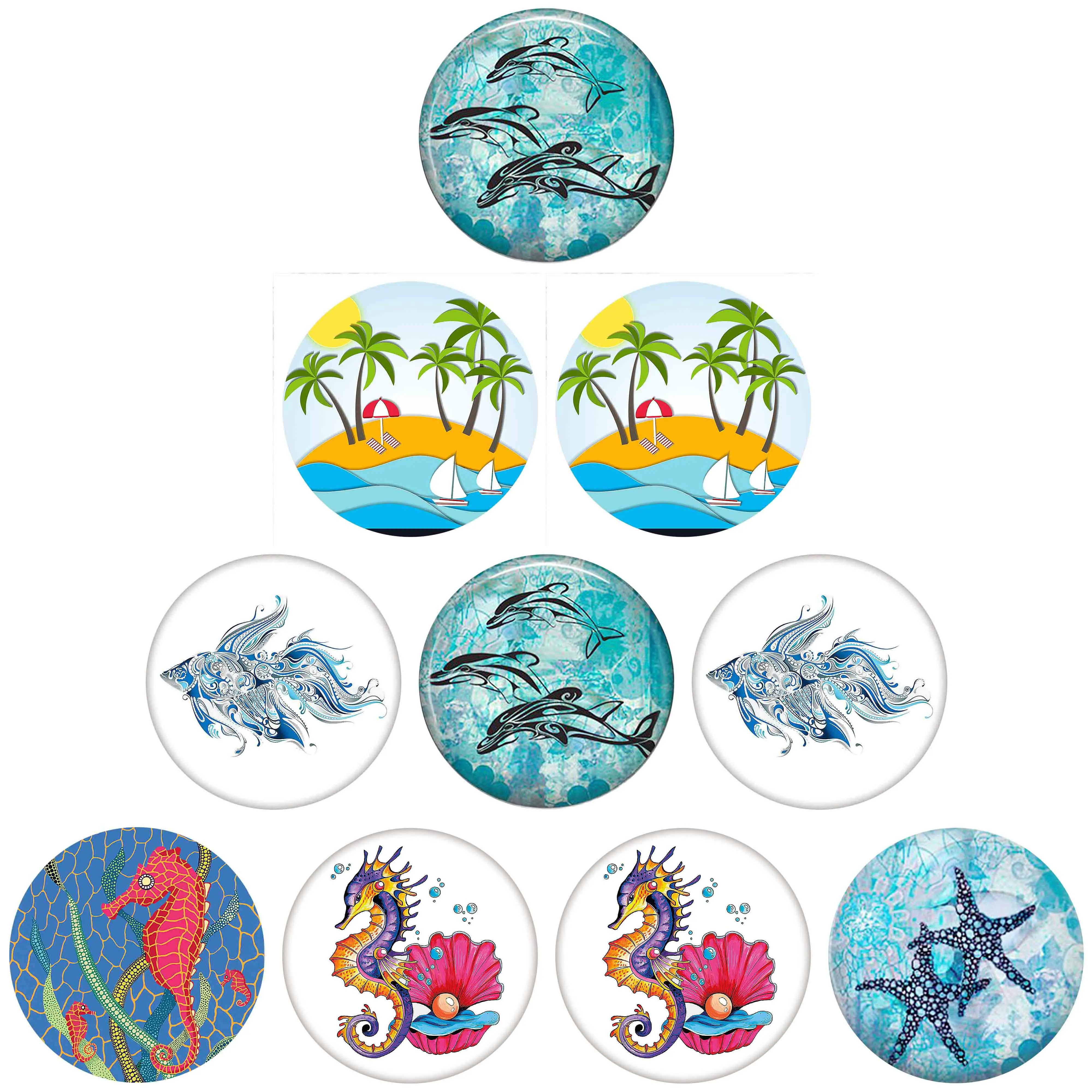 

Dolphin Starfish Sea fish 20mm/18mm Round photo metal cabochon snap buttons for snap jewelry wholesale 5pcs enamel ginger snaps