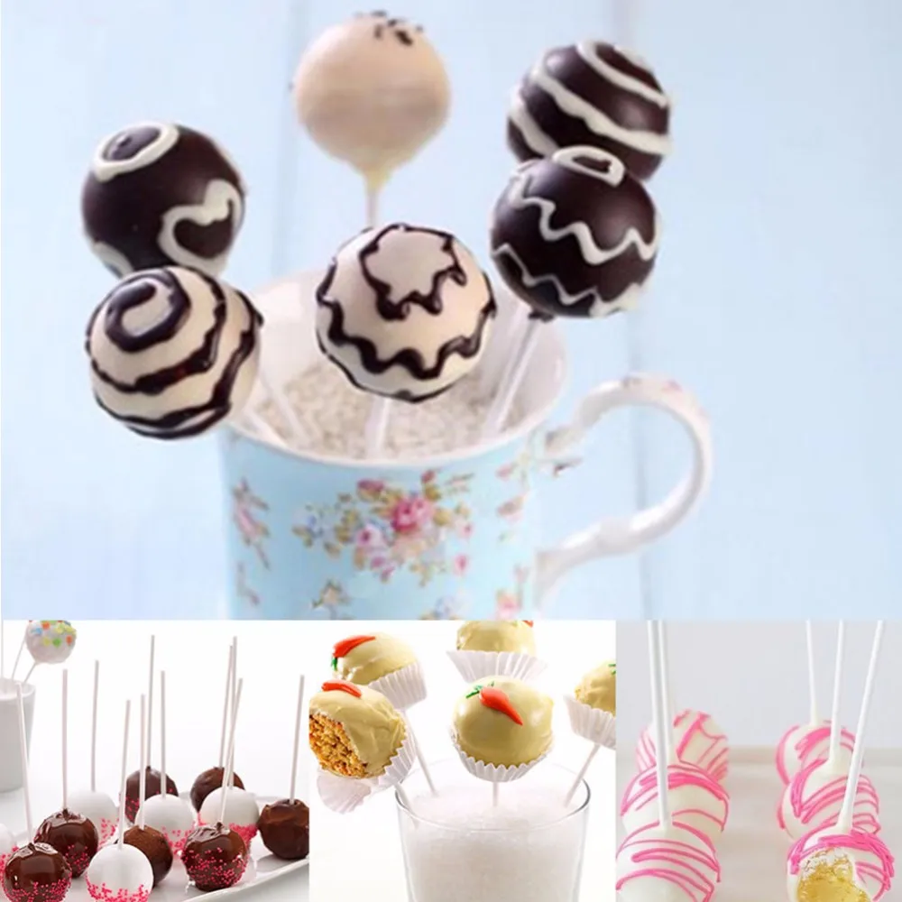

100Pcs Solid Core Paper Lollipop Sticks candy Stick Lolly for Fondant Candy Chocolate Cake Pop Cupcake Making Mould White