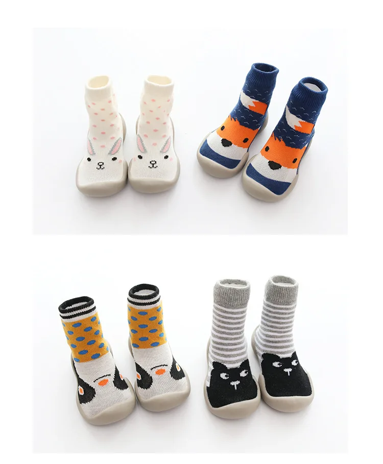 Kids Baby Indoor Socks Anti Slip Warm Winter Shoes Sock with Rubber Soles toddler boy girls First walking slipper striped dots 2019 new (7)
