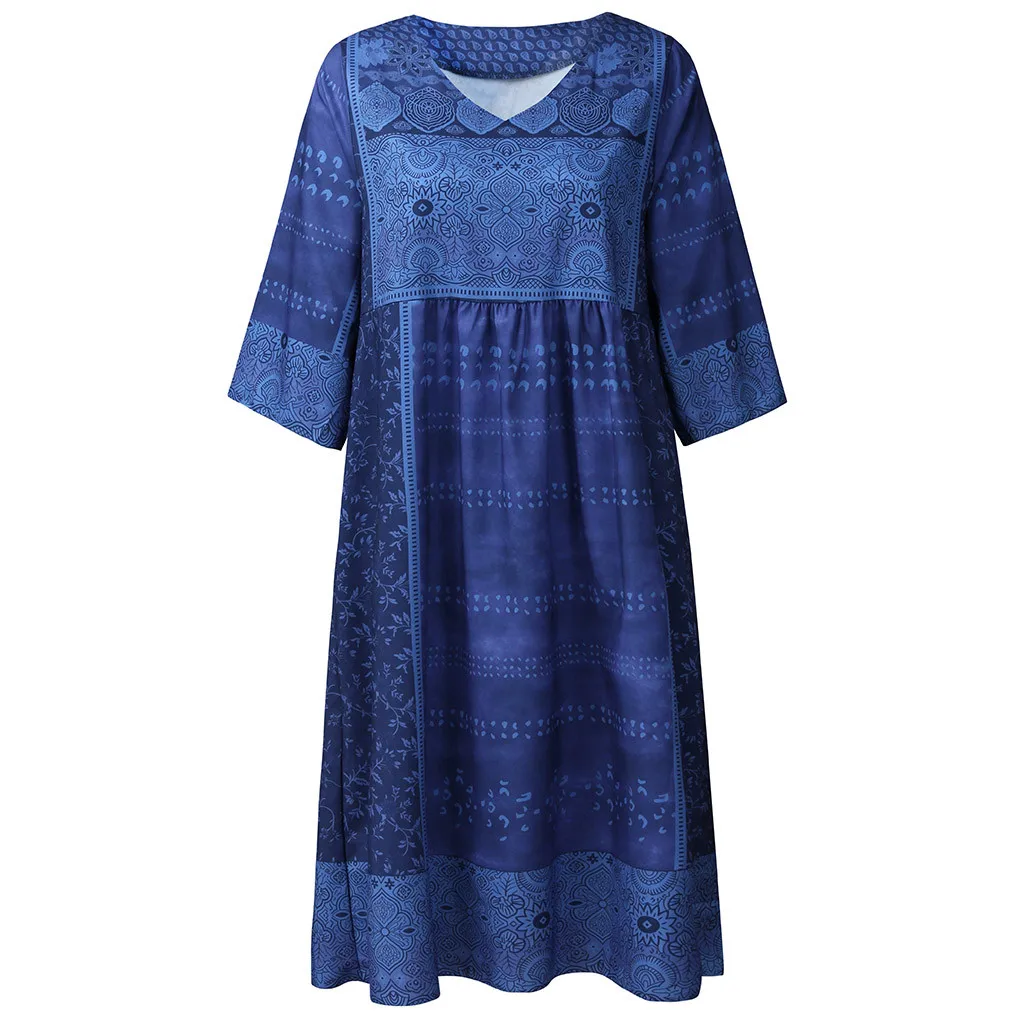 Женское летнее платье бохо, стильное шифоновое пляжное платье с цветочным принтом, сарафан-туника, свободное мини-платье для вечеринки, vestidos, большие размеры 5XL