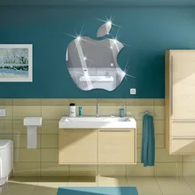 3D Apple Acrylic Mirror Wall Sticker Kitchen living room mirror sticker Washbasin acrylic self-adhesive waterproof mirror