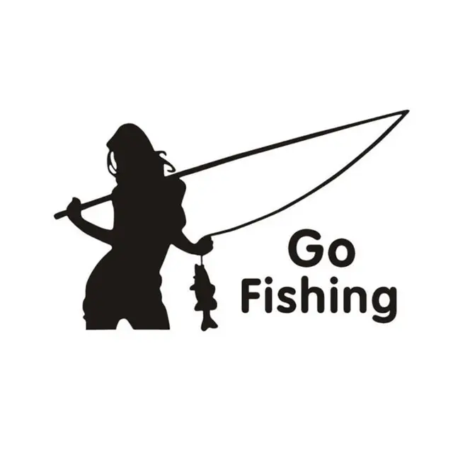 Car Window Bumper Sticker Go Fishing Woman 1