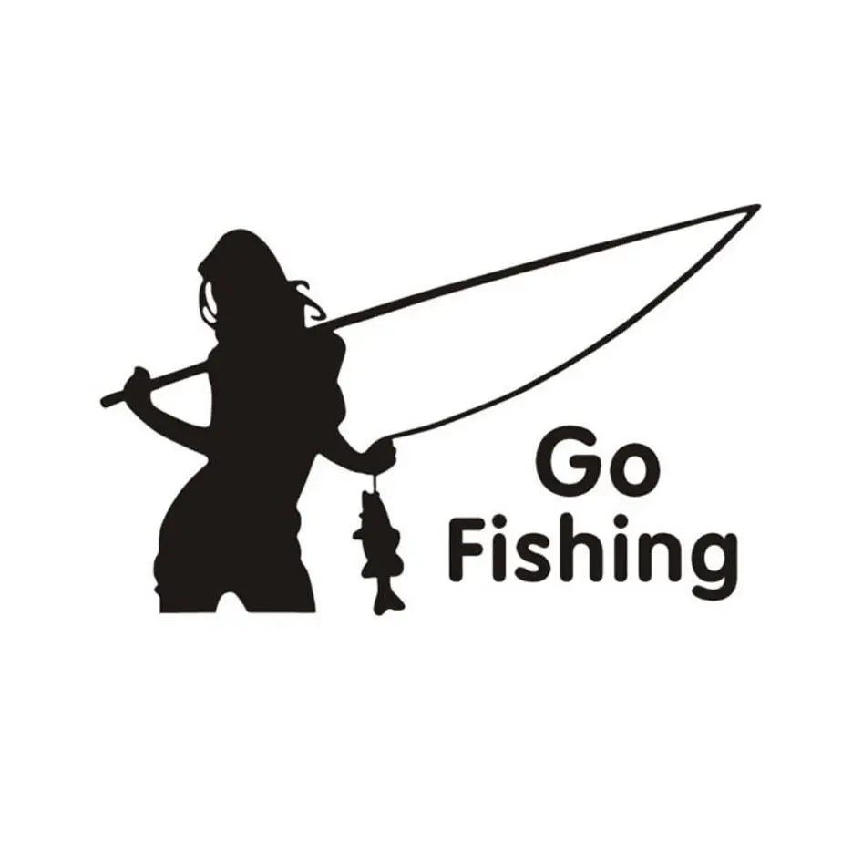 16 8 см * 10 9 Go Fishing Woman наклейки с дизайном рыбы виниловые для женщин рыбы|sticker vinyl|fishing