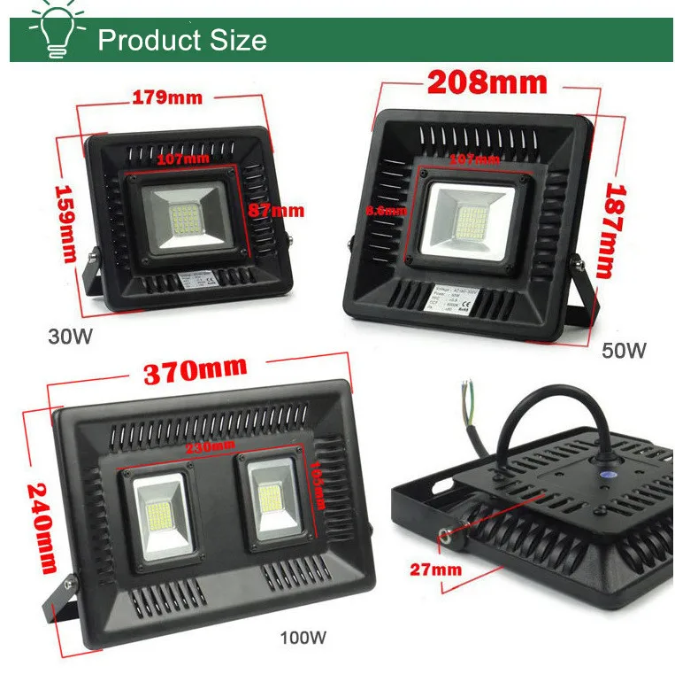 30 watt led flood light 100% Real Power LED Flood Light 30W 50W Outdoor Lighting Floodlight 220V Ultra thin IP65 Garden Light Spot Light LED Refletor led flood