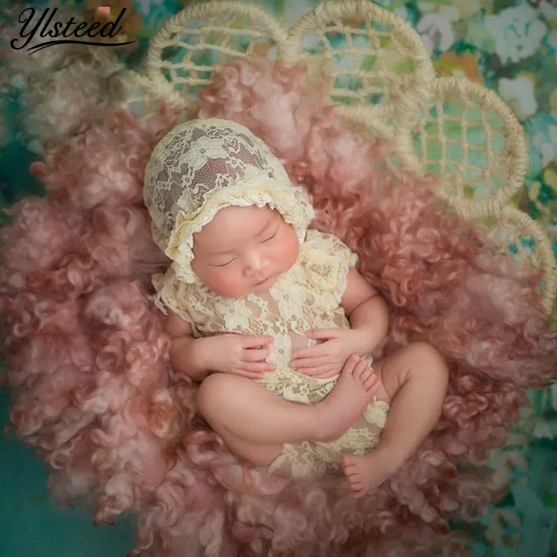 Baby Girls Lace Romper Newborn Photography Props Infant Photo Costume Deep V Back Lace Jumpsuit Headband Set Photo Shooting Prop vintage Baby Bodysuits