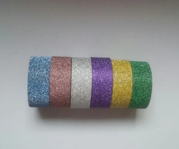 

cute self adhesive glitter tape 6 colors for your choice DIY scrapbooking wedding paper mask sticker crafts