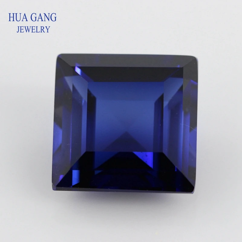 

34# Blue Stone Square Shape Parallel Cut Synthetic Corundum Gems stone For jewelry Size 3x3~14x14mm Free Shipping
