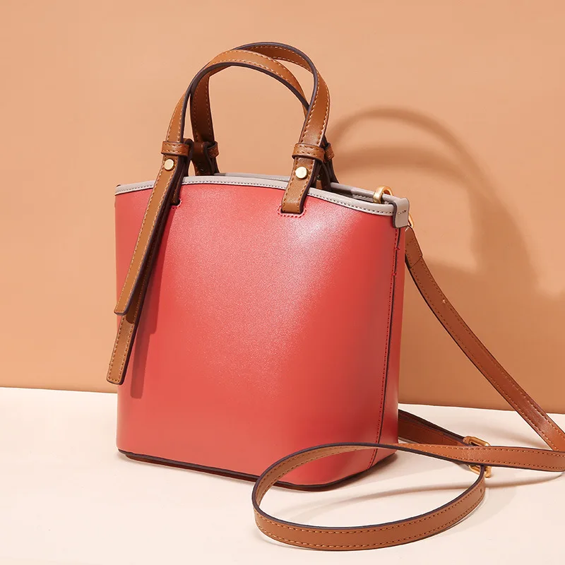 

Women Tote Bag Spilt Leather Female Handbag Shoulder Crossbody European American 2019 New Elegant Retro Large Capacity Fashion