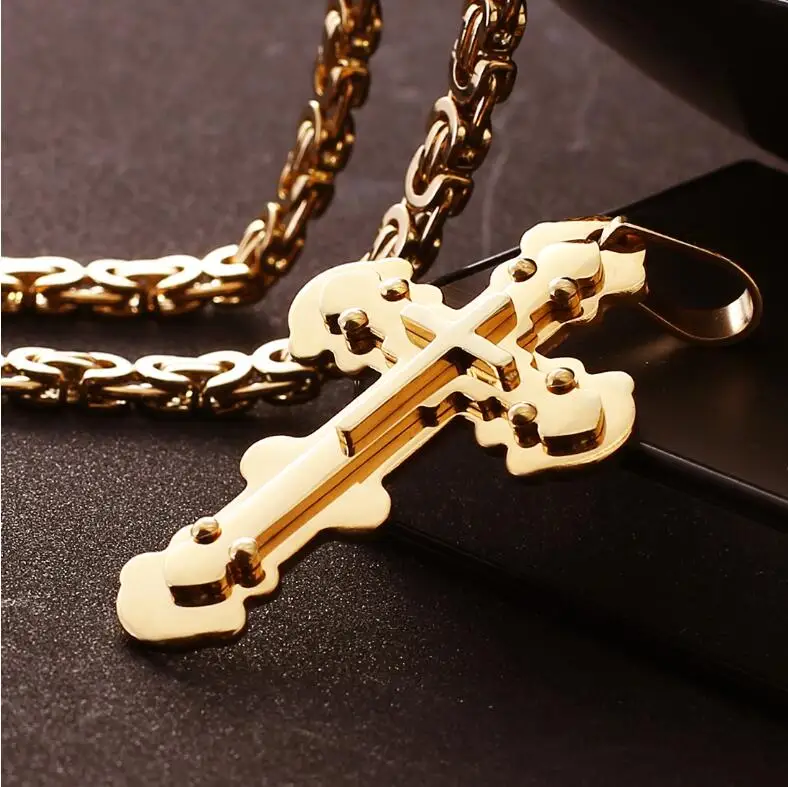 

High Quality Multilayer Cross Pendant Necklace Titanium Steel 2018 New