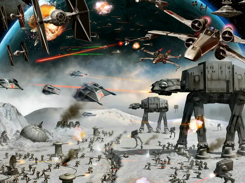 

Sc Fi Star Wars Spaceship Robot Battle ScFi background High quality Computer print party backdrop