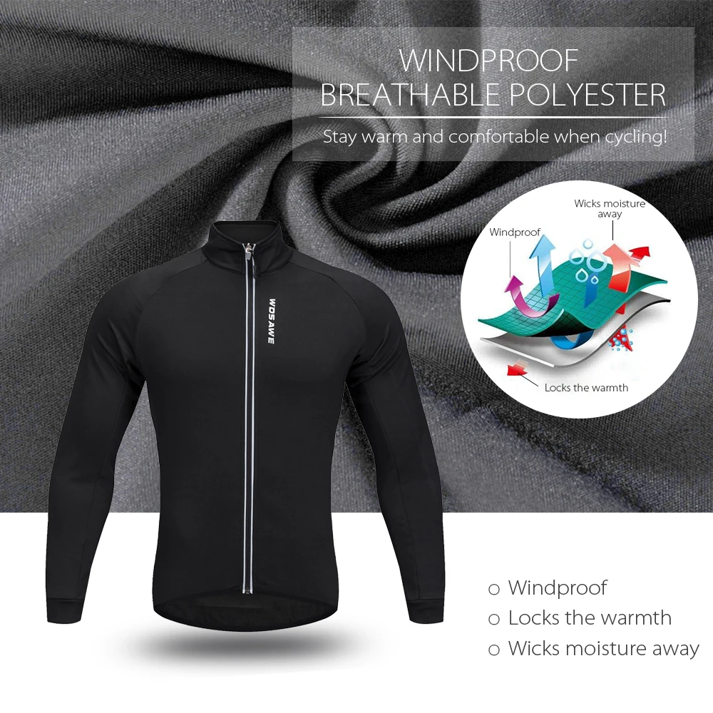 WOSAWE Mens мужские велосипедные JerseyWindproof водонепроницаемые теплые флисовые зимние MTB велосипедные куртки для верховой езды, отражающиеся куртки уличные спортивные пальто