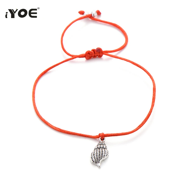 

IYOE Summer Boho Beach Conch Shell Red Bracelet Women Children Lucky Red Thread Bracelets Colorful Rope Couple Jewelry Wholesale