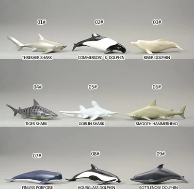 動物のおもちゃのモデルミニ海サメ9pcs Set7センチメートル 精子 シュモクザメの 魚フグ サメ 剣キスサメ イルカ Hammerhead Shark Ocean Animals Toystoy Model Aliexpress