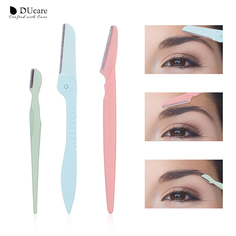 

DUcare 3PCS/Pack Colorful Eyebrow Trimmer Safe Makeup Knife Eyebrow Blades Face Hair Removal Scraper Shaver Makeup Beauty Tools