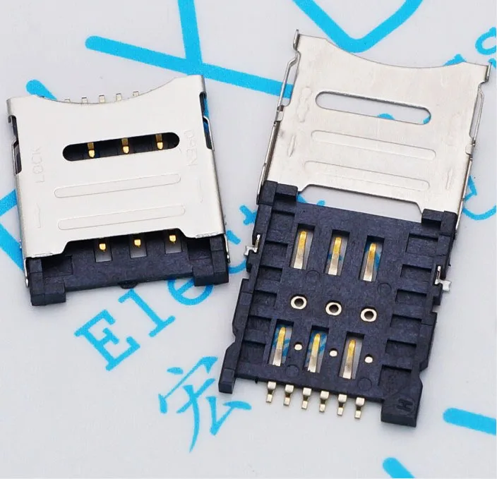 

10pcs Mobile Phone SIM Card MICRO Card Flip Type 1.8H 6P SIM Card Slot