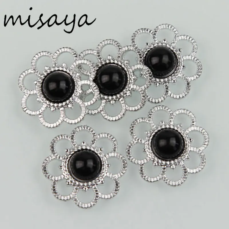 

Misaya 30Pcs Rhinestone Pearl Button New Style Flower Flatback Scrapbooking For Phone Bag Wedding DIY Craft 13 Color For Choose