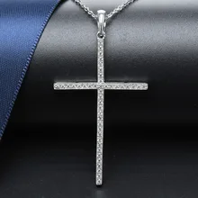 Hutang Cross Pendant Genuine 925 Sterling Silver Cubic Zirconia Necklace Fine Jewelry for Women Classic Accessories hutang stone jewelry natural green turquoise blue topaz pendant solid 925 sterling silver necklace fine jewelry for women gift