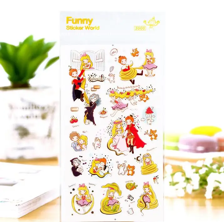 1pcs/lot Dairy Queen &Rapunzel Sleeping beauty deco PVC sticker Deco label Multifunction stationery stickers|Наклейки| |