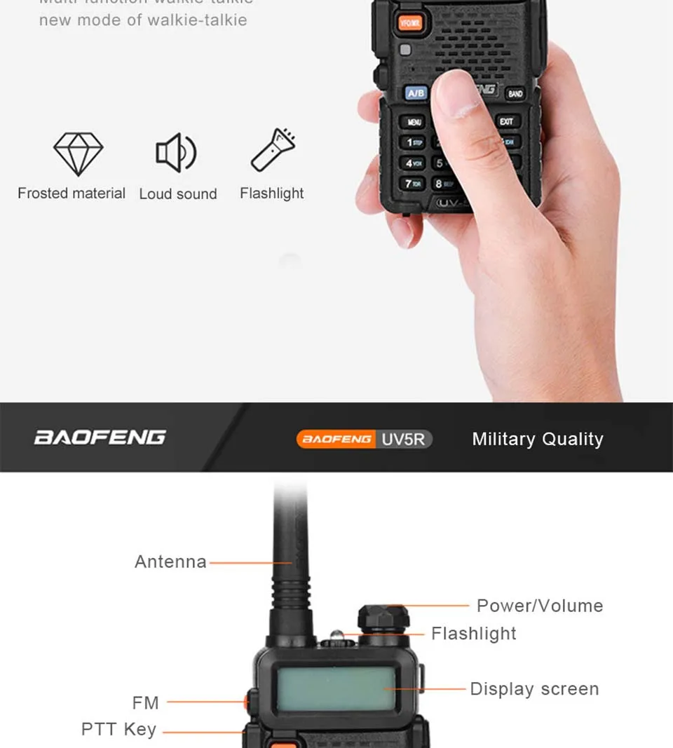 Baofeng, UV-5R, 8 Вт, Двухдиапазонная рация, VHF UHF, двухстороннее радио UV 5R Ham, HF трансивер CB, радио UV5R, охотничье радио, Comunicador