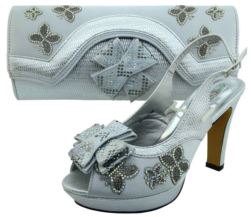 

High heel 4.6 inches italian shoes with matching bags with big size 38 to 43 for african aso ebig lace dress party SB8090