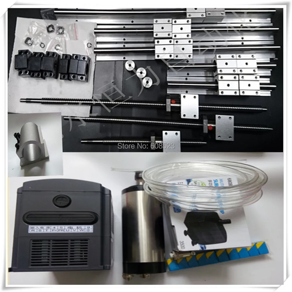 

SBR16 Linear rails +3PC Ball Screw SFU1605 L350/850/1150mm +2.2kw re20 spindle motor+nema23 stepper motor 428oz