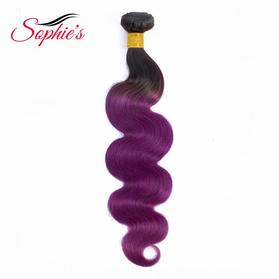 Sophie's Pre-colored Ombre T1B/Purple Color 1 Bundles Hair Malaysian Human Hair Non-Remy Body Wave Hair Sew In Hair Extensions