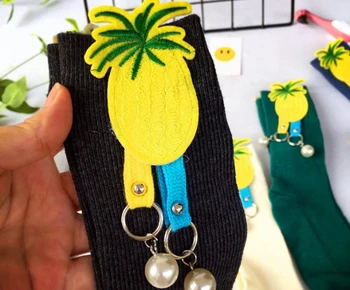 

gtglad New Arrived Korean Style Fashion Glitter Socks Women Winter Spring Pineapple pearls Candy Color Hand-made Socks
